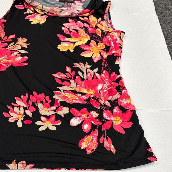 Dana Buchman Floral Sleeveless Women's Top - Black and Pink - Picture 3 of 9
